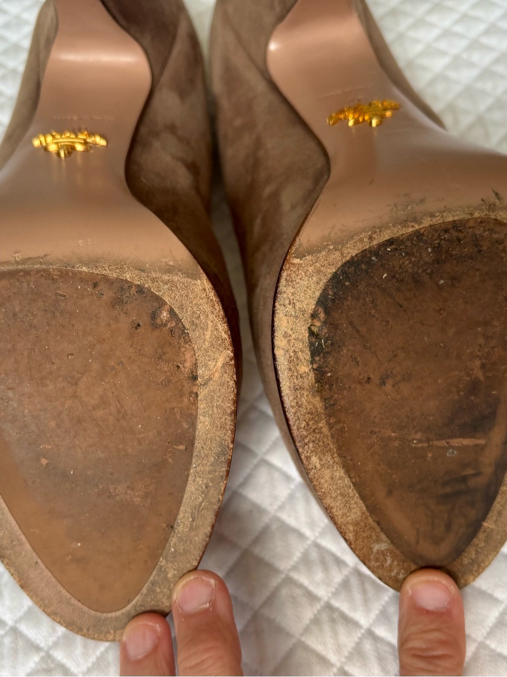 Prada Taupe Suede Mary Jane Platform shoes - Picture 5 of 10